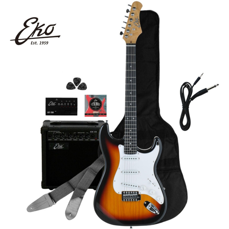 EKO EG-11 PACK SUNBURST CON CHITARRA ELETTRICA AMPLIFICATORE E ACCESSORI